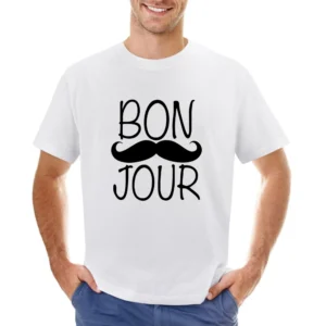 Bonjour Moustache Fun Tee Shirt Asian Size Men T-Shirt