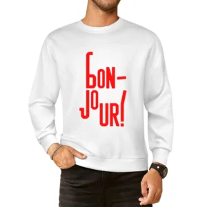 Bonjour french language word good day European Size Pullover Sweater