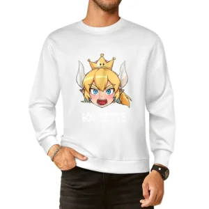 Bowsette Super Mario Peach Bowser Cosplay Ladies European Size Pullover Sweater