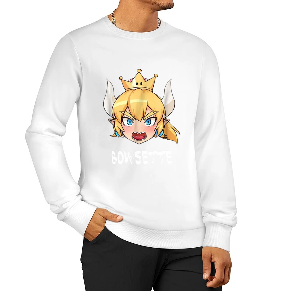 Bowsette Super Mario Peach Bowser Cosplay Ladies Men Pullover Sweatshirt