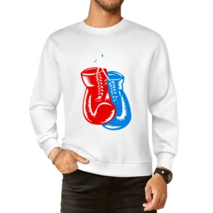 Boxing Gloves red and blue retro style European Size Pullover Sweater