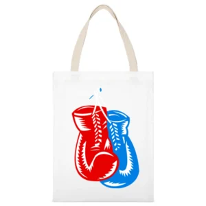 Boxing Gloves red and blue retro style White Canvas Tote Shopping Bag