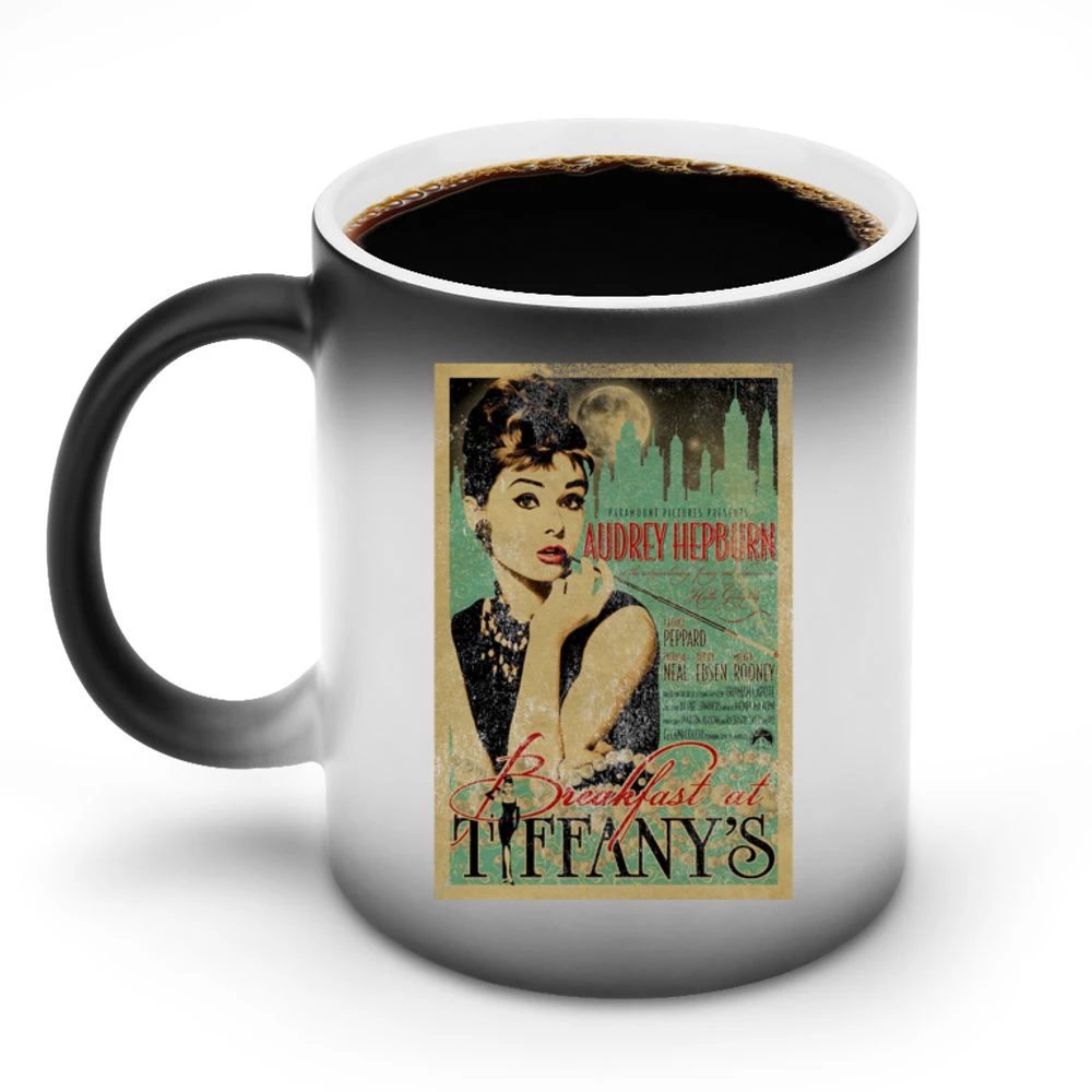 Breakfast At Tiffanys Audrey Hepburn Vintage Movie Poster Graphic T Sh Discoloration Mug