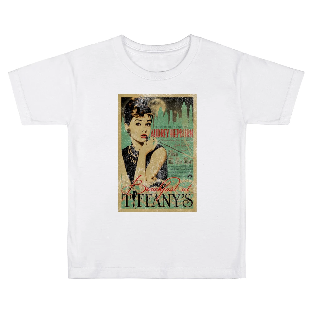 Breakfast At Tiffanys Audrey Hepburn Vintage Movie Poster Graphic T Sh Kids Boys Girls T-Shirt