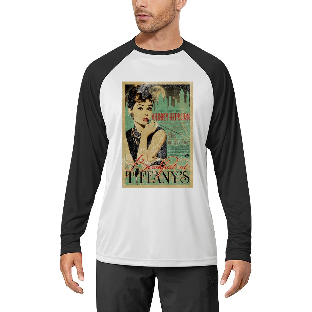 Breakfast At Tiffanys Audrey Hepburn Vintage Movie Poster Graphic T Sh Men Long Sleeve T-Shirt