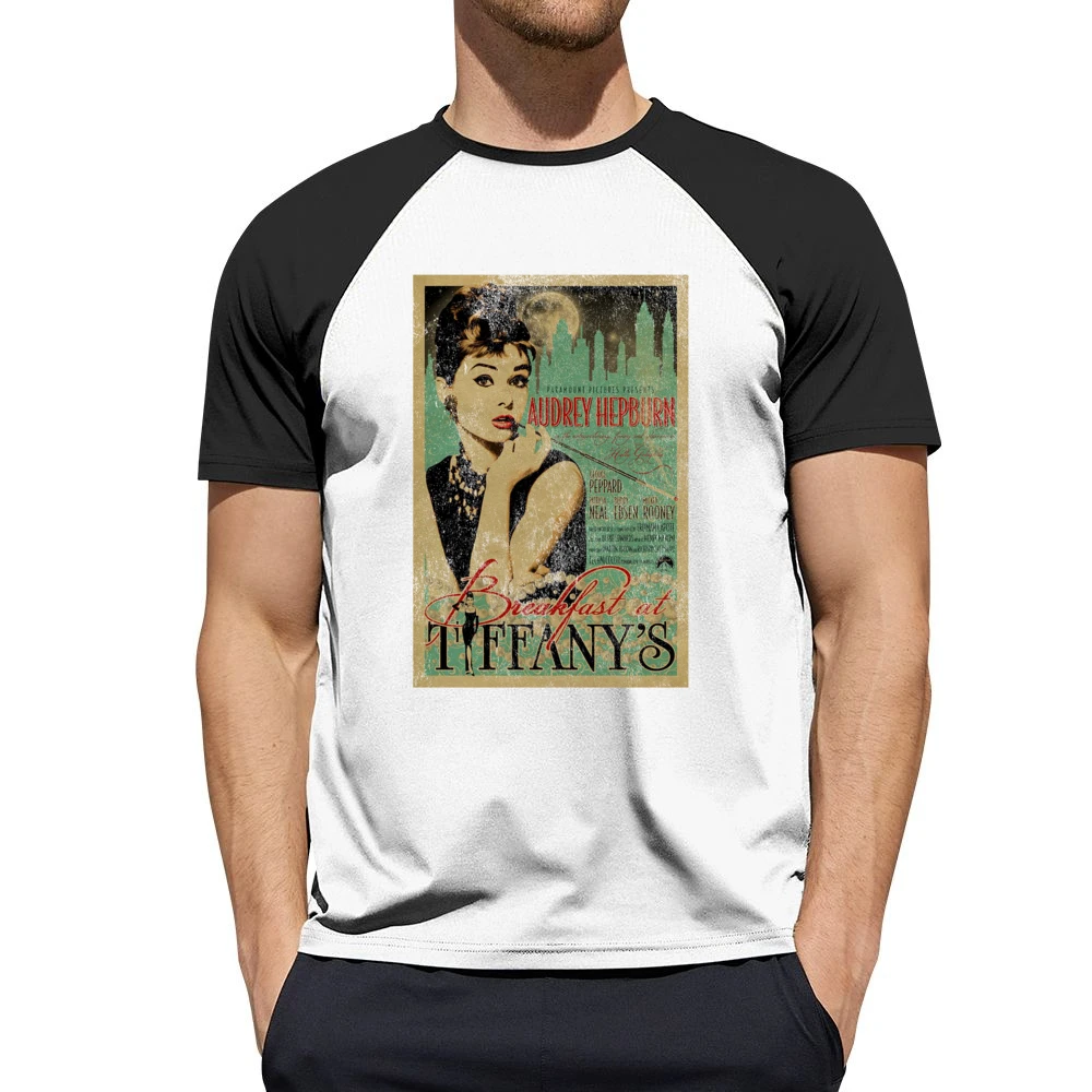 Breakfast At Tiffanys Audrey Hepburn Vintage Movie Poster Graphic T Sh Men Short Sleeve T-Shirt