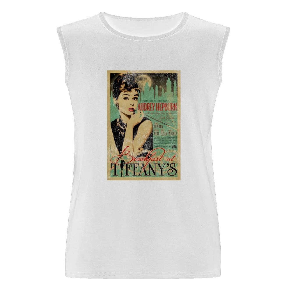 Breakfast At Tiffanys Audrey Hepburn Vintage Movie Poster Graphic T Sh Men Sleeveless T-Shirt