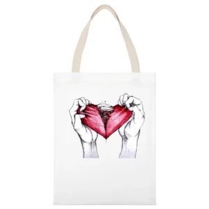 Broken heart White Canvas Tote Shopping Bag