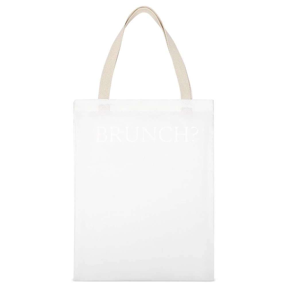 Brunch Funny Lunch Breakfast Popular Graphic Tee Shirt White Canvas Tote Shopping Bag