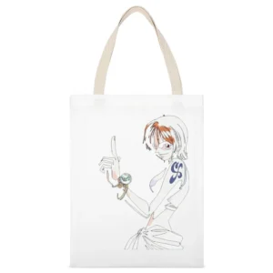 Burglar cat nami - strawhat pirates navigator One Piece White Canvas Tote Shopping Bag