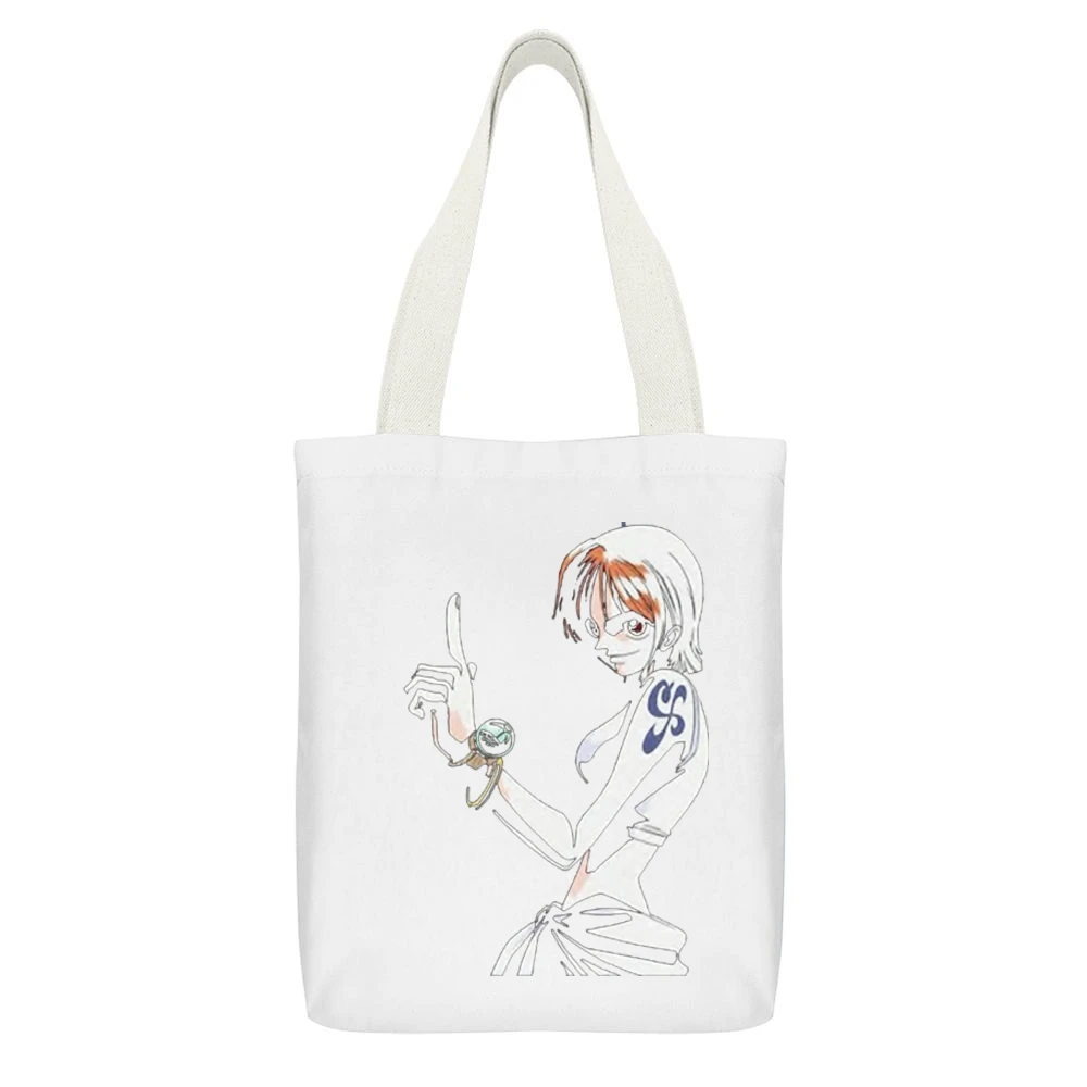 Burglar cat nami - strawhat pirates navigator One Piece White Canvas Tote Shopping Bag With Interior Pocket