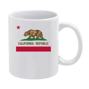 California Republic Bear Popular Graphic Tee Shirt White Mug
