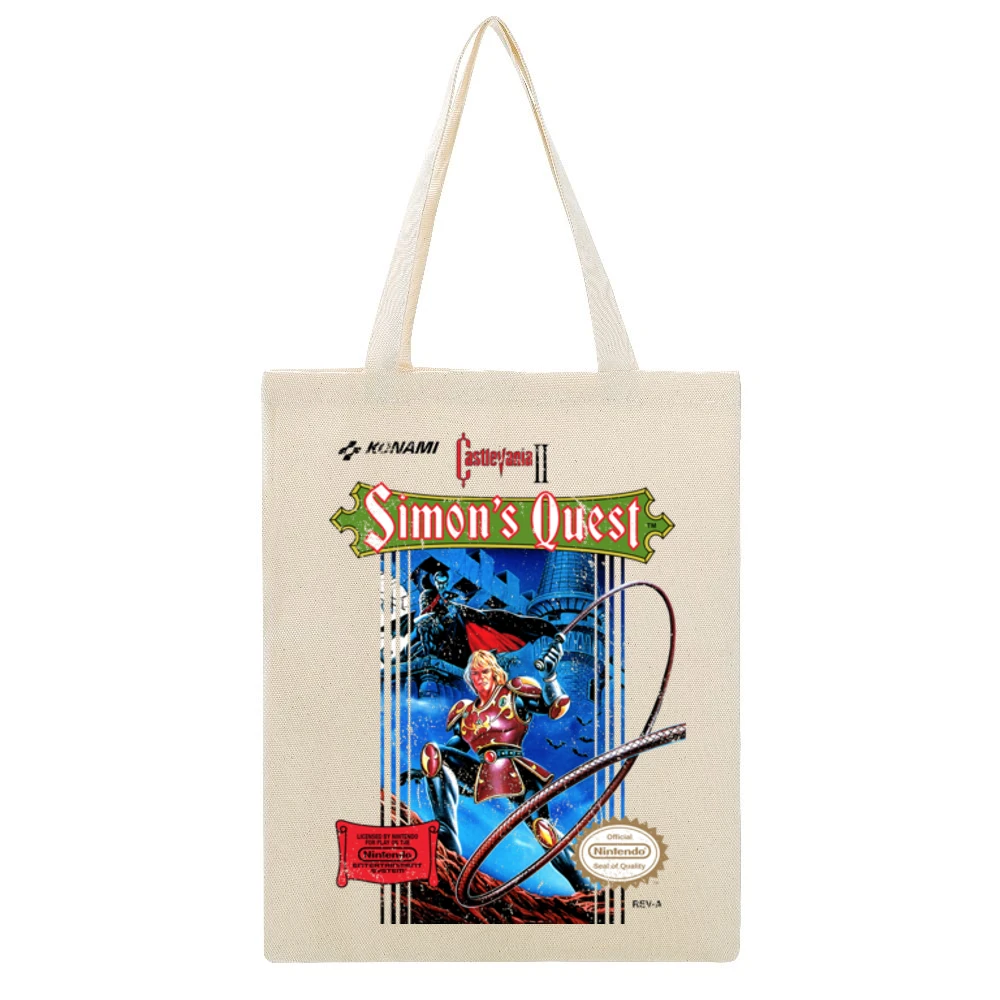 Castlevania 2 Simon's Quest Nes Nintendo Konami Old School Retro Video Beige Canvas Tote Shopping Bag