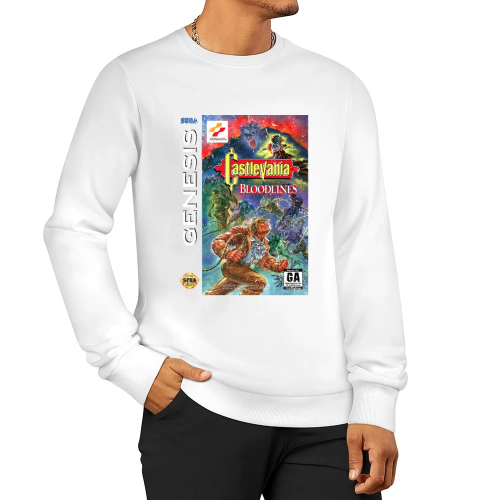 Castlevania Bloodlines Sega Genesis Old School Retro Video Game Fan Di Men Pullover Sweatshirt