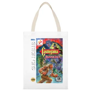 Castlevania Bloodlines Sega Genesis Old School Retro Video Game Fan Di White Canvas Tote Shopping Bag