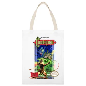 Castlevania Nes Nintendo Konami Old School Retro Video Game Fan Distre White Canvas Tote Shopping Bag