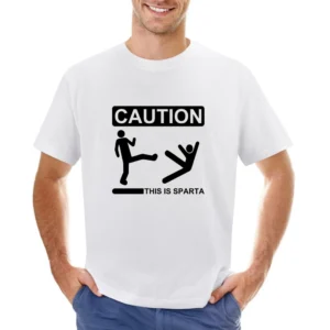 Caution this is sparta 300 parody stick man kick another in to the wel Asian Size Men T-Shirt