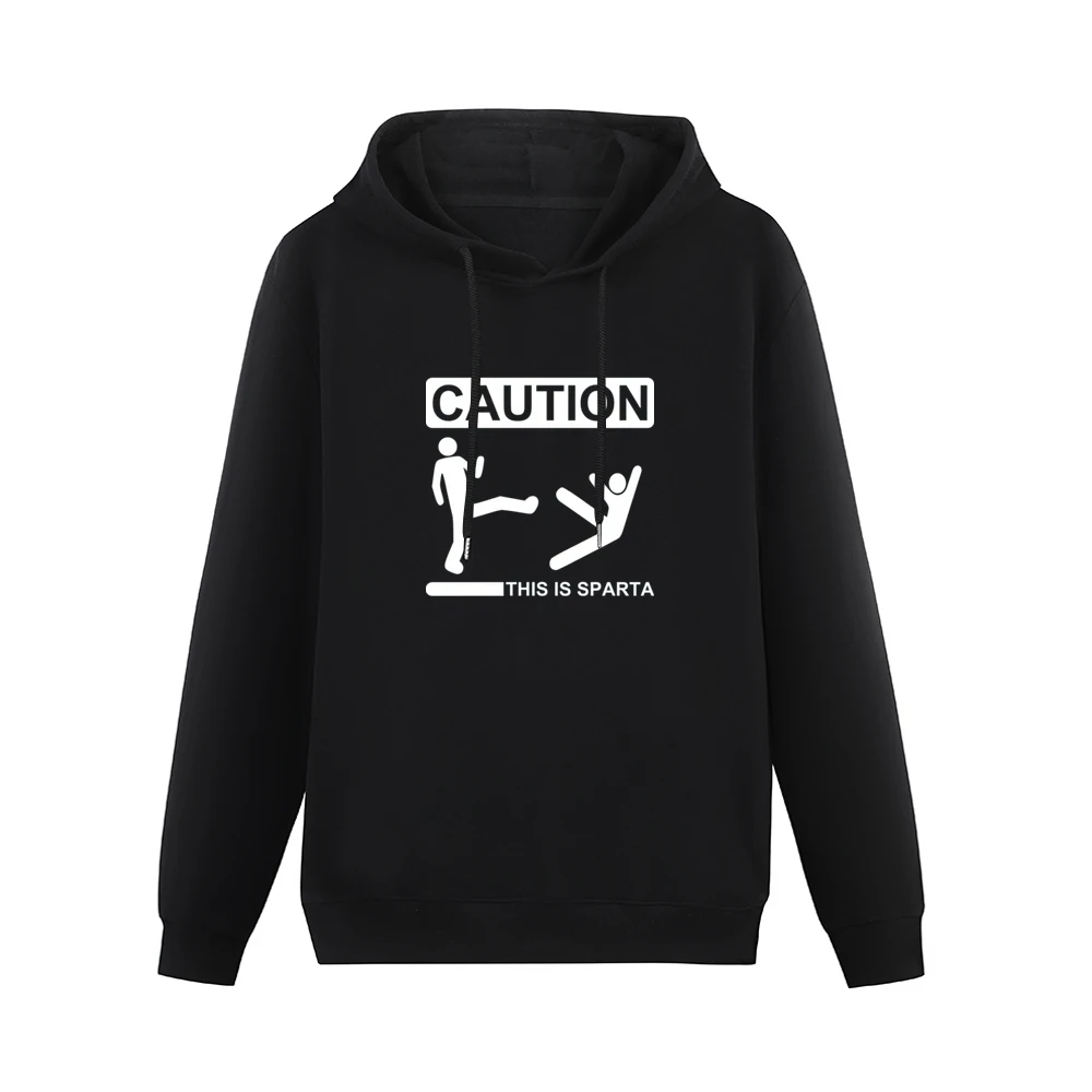 Caution this is sparta 300 parody white stick man kick another in to t Men Hoodie Without Pocket