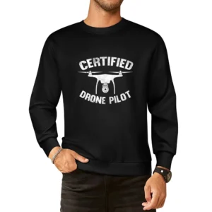Certified Drone Pilot Funny Graphic Vintage Style Distressed European Size Pullover Sweater