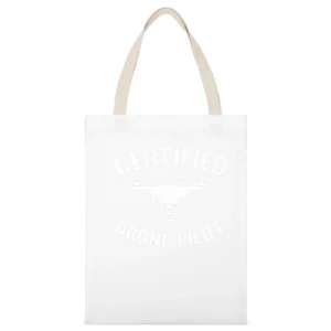 Certified Drone Pilot Funny Graphic Vintage Style Distressed White Canvas Tote Shopping Bag