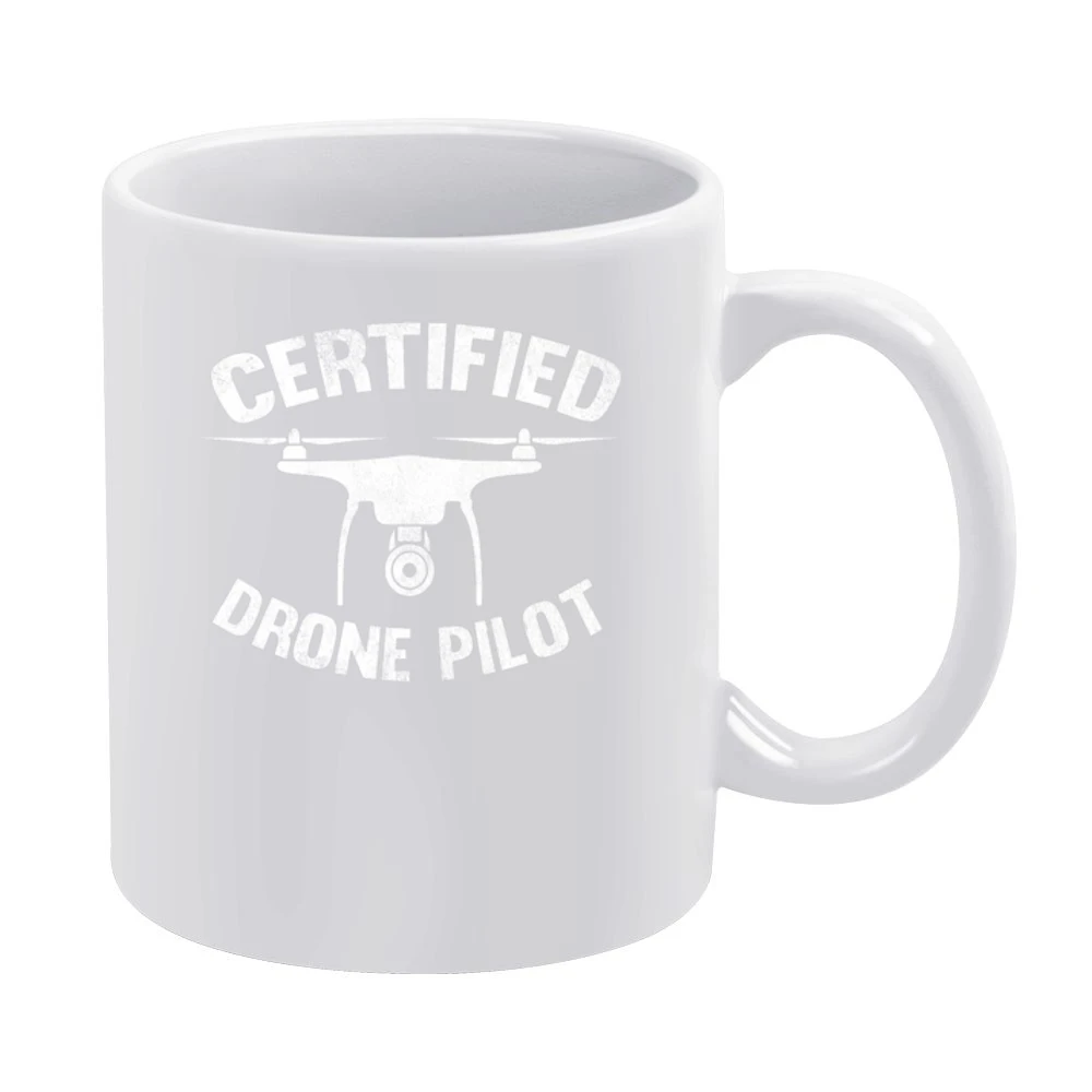 Certified Drone Pilot Funny Graphic Vintage Style Distressed White Mug