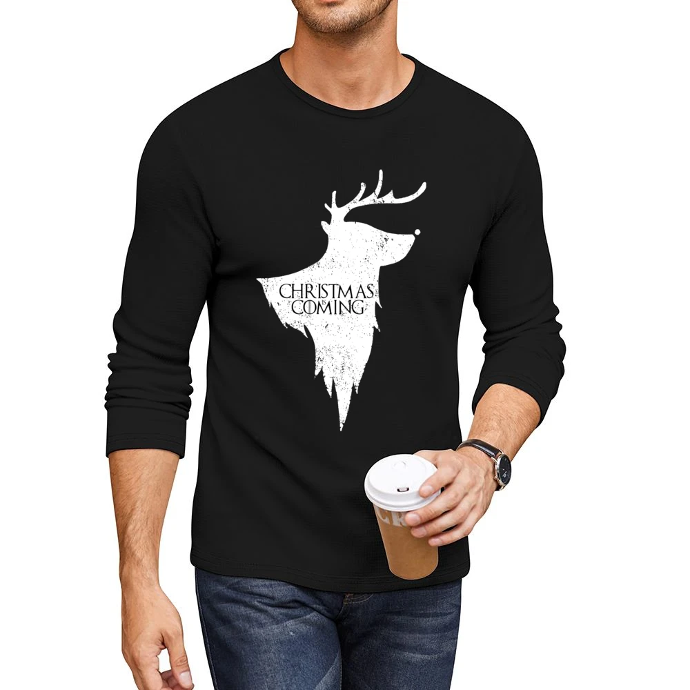 Christmas Is Coming Funny Rudolph Game Of Thrones Parody Holiday Red T Men CrewNeck Long Sleeve T-Shirt