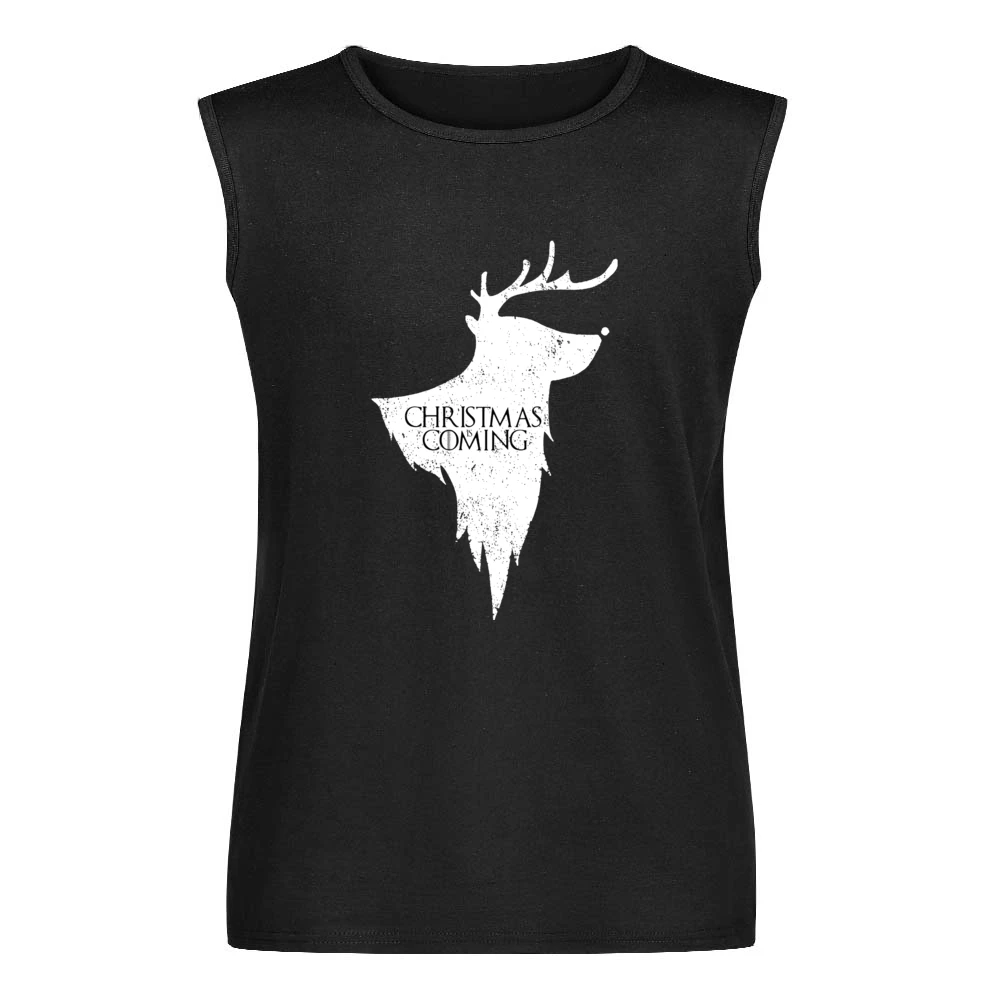 Christmas Is Coming Funny Rudolph Game Of Thrones Parody Holiday Red T Men Sleeveless T-Shirt