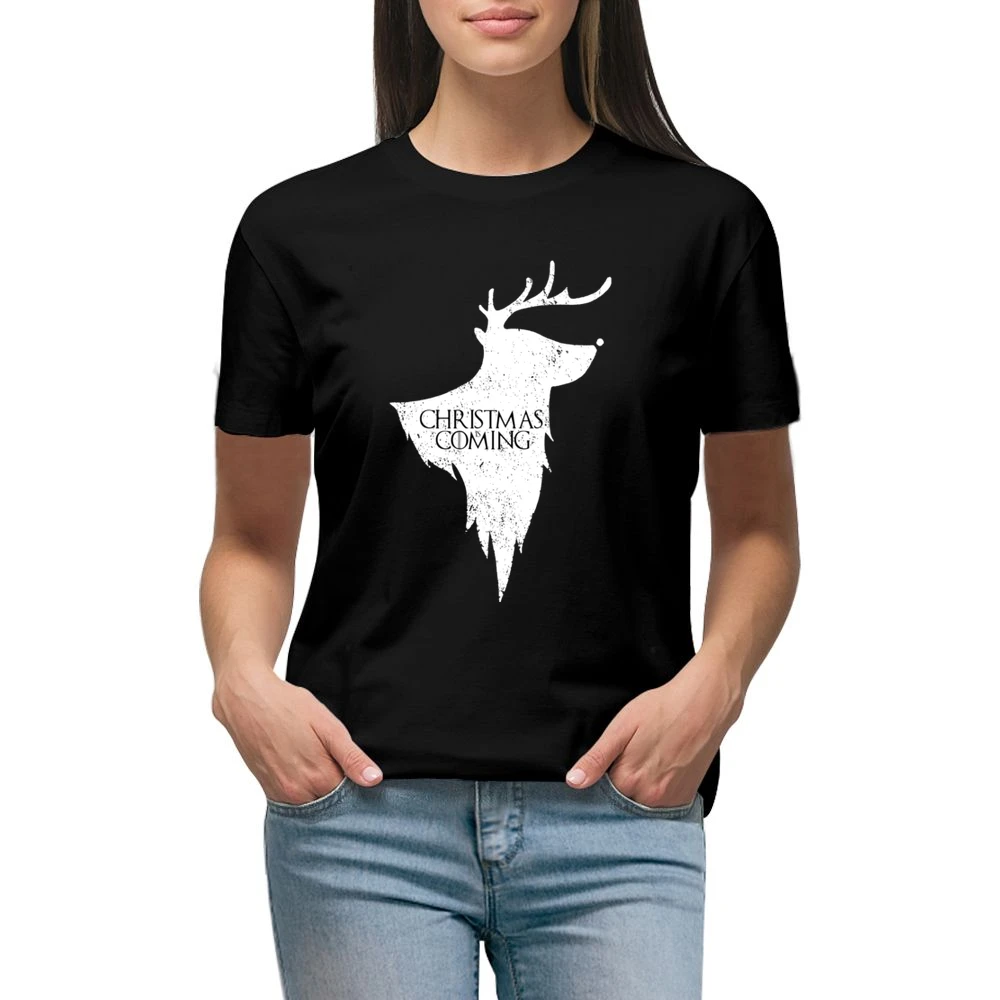 Christmas Is Coming Funny Rudolph Game Of Thrones Parody Holiday Red T Premium Women Ladies T-shirt