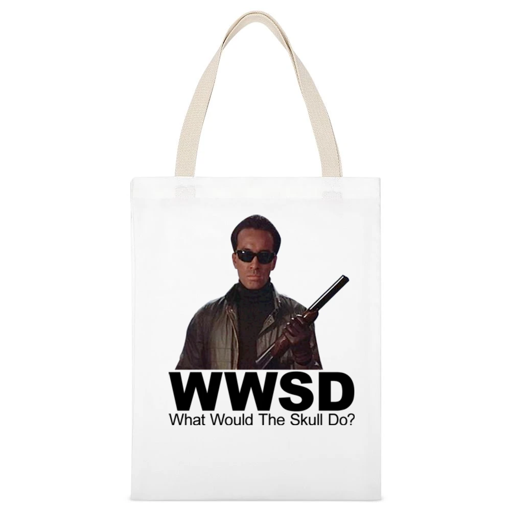 Classic Movie Scarface What Would The Skull Do White Canvas Tote Shopping Bag