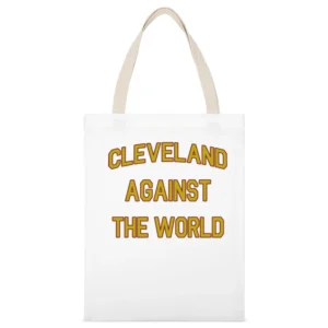Cleveland Against The World Fun Popular Ohio Basketball Team Graphic F White Canvas Tote Shopping Bag