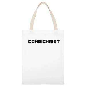 Combichrist black text Logo White Canvas Tote Shopping Bag