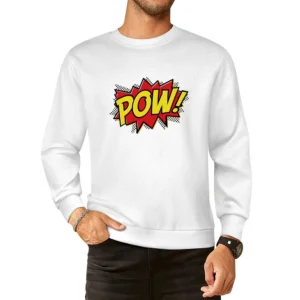 Comic POW! Fun Burst Graphic Tee Shirt European Size Pullover Sweater