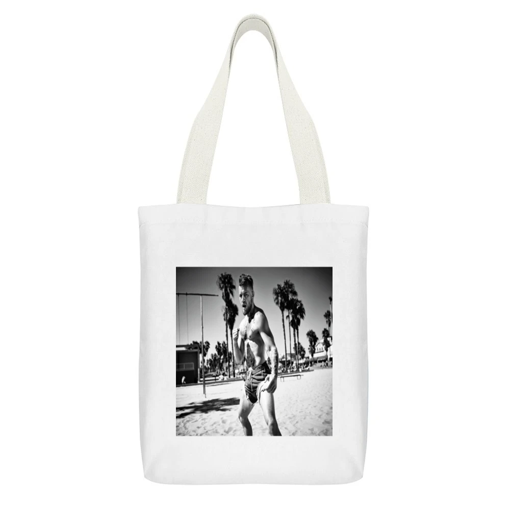 Connor Macgregor Fight Tshirt White Canvas Tote Shopping Bag With Interior Pocket