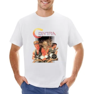 Contra Nes Nintendo Konami Old School Retro Video Game Fan Distressed Asian Size Men T-Shirt