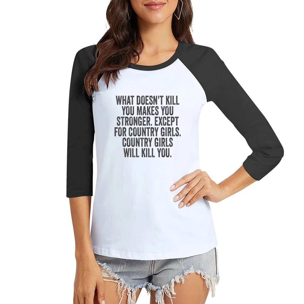 Country Girls Tshirt Women Ladies 3-4 Sleeve T-Shirt
