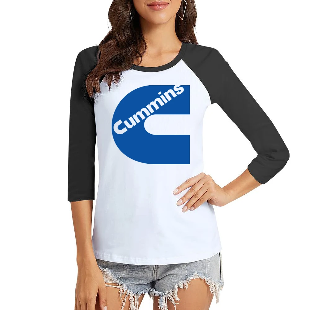 Cummins Motor Dodge Auto Women Ladies 3-4 Sleeve T-Shirt
