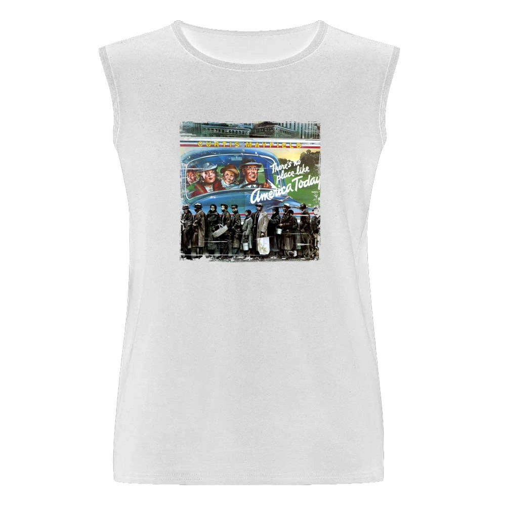 Curtis Mayfield Theres No Place Like America Today Album Cover Distres Men Sleeveless T-Shirt