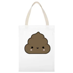 Cute Little Poop Adorable Cartoon Tee Shirt White Canvas Tote Shopping Bag