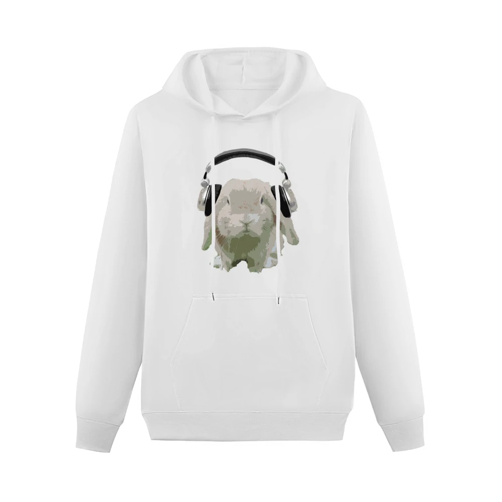 DJ Bun Bunny Rabbit With Headphones Fun Music Lover Graphic Men Hoodie With Pocket