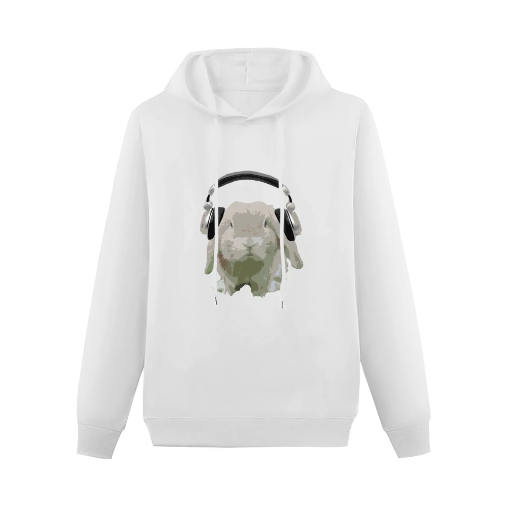 DJ Bun Bunny Rabbit With Headphones Fun Music Lover Graphic Men Hoodie Without Pocket
