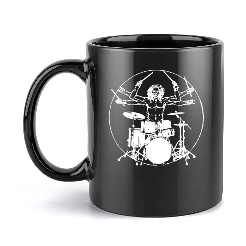 Da Vinci Theory Rock N Roll Drummer Fun Drum Black Mug