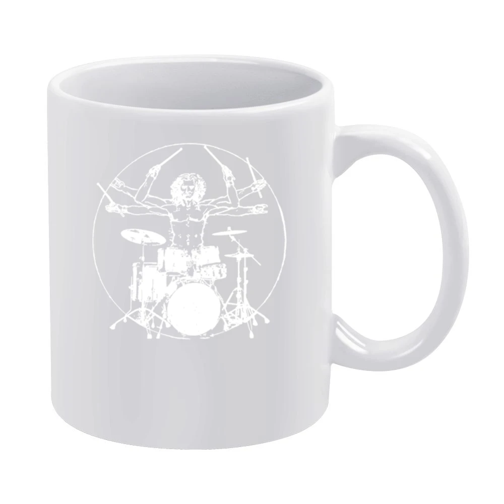 Da Vinci Theory Rock N Roll Drummer Fun Drum White Mug