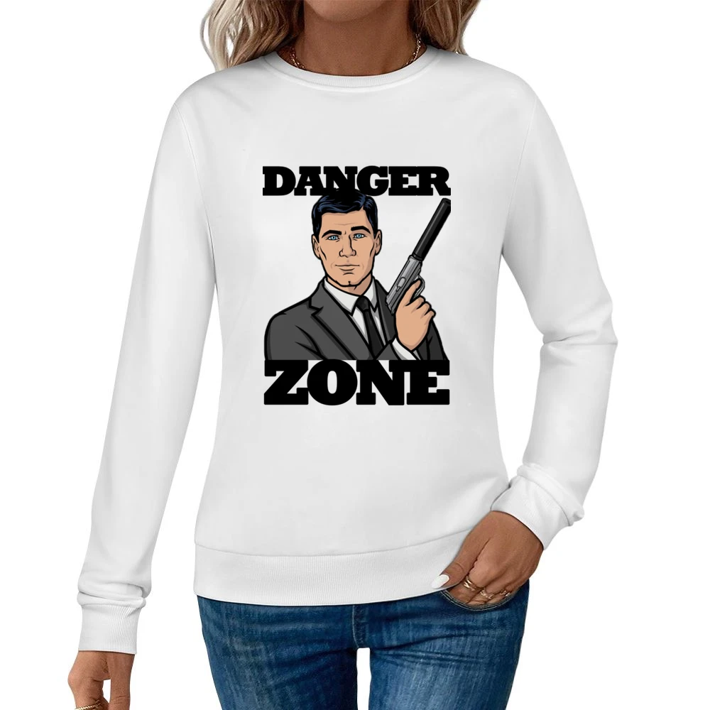 Danger Zone Funny Archer Quote Graphic Women Pullover Sweatshirt