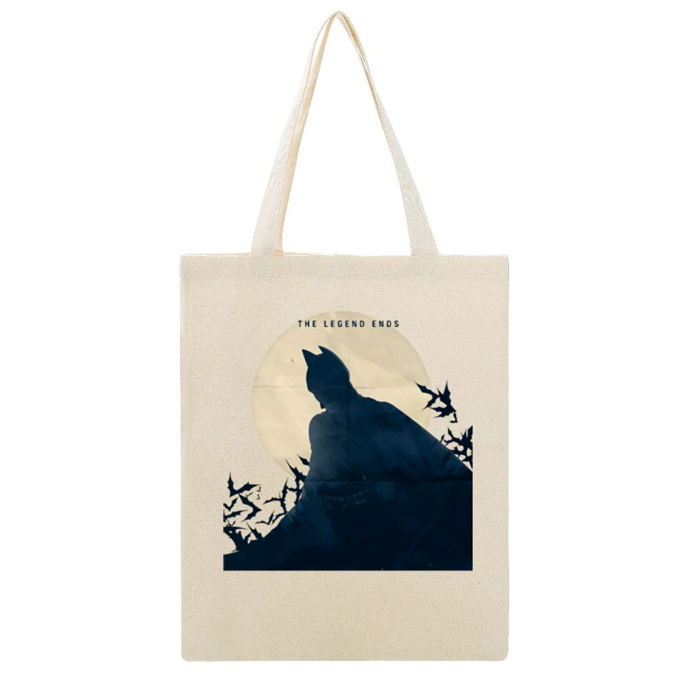 Dark Knight The legend End Batman bat over the moon shadow Beige Canvas Tote Shopping Bag