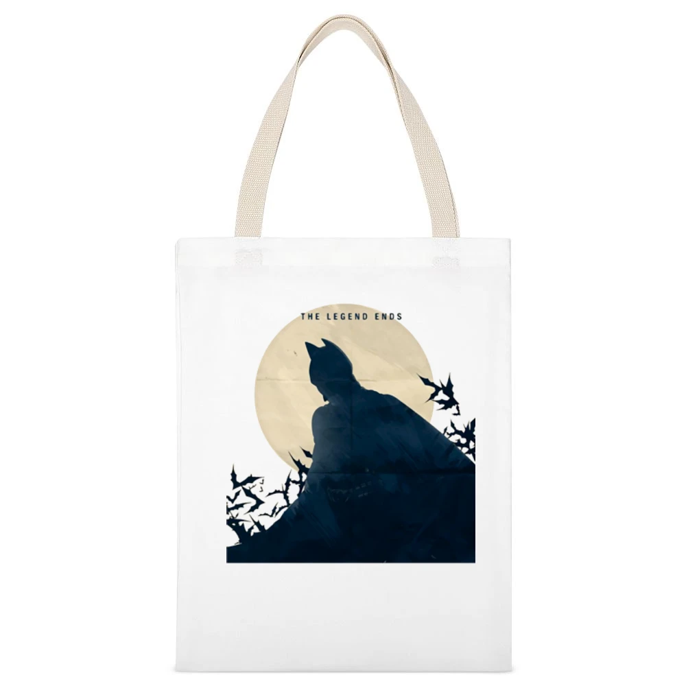 Dark Knight The legend End Batman bat over the moon shadow White Canvas Tote Shopping Bag