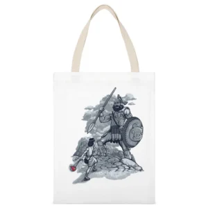 David versus Goliath Angry birds edition funny parody White Canvas Tote Shopping Bag