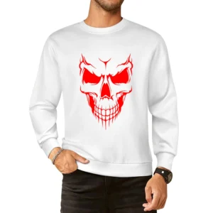 Demon evil red demonic skull European Size Pullover Sweater