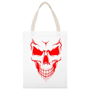 Demon evil red demonic skull White Canvas Tote Shopping Bag