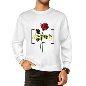 Destroy Red Rose Eternal Love Graphic European Size Pullover Sweater