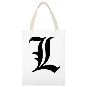 Detective L Death Note manga White Canvas Tote Shopping Bag